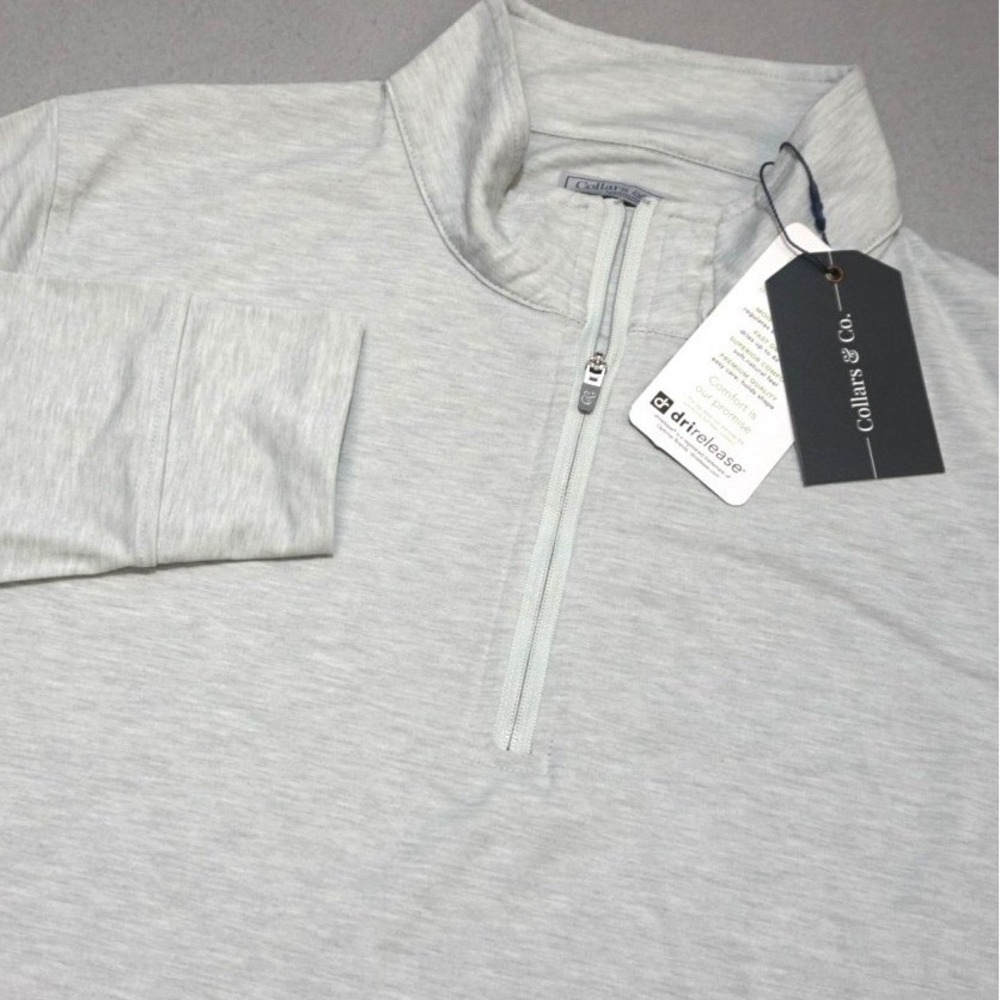 COLLARS & CO Dri Release Performance 1/4 Zip Pullover Mens Medium Gray NWT - Picture 2 of 9